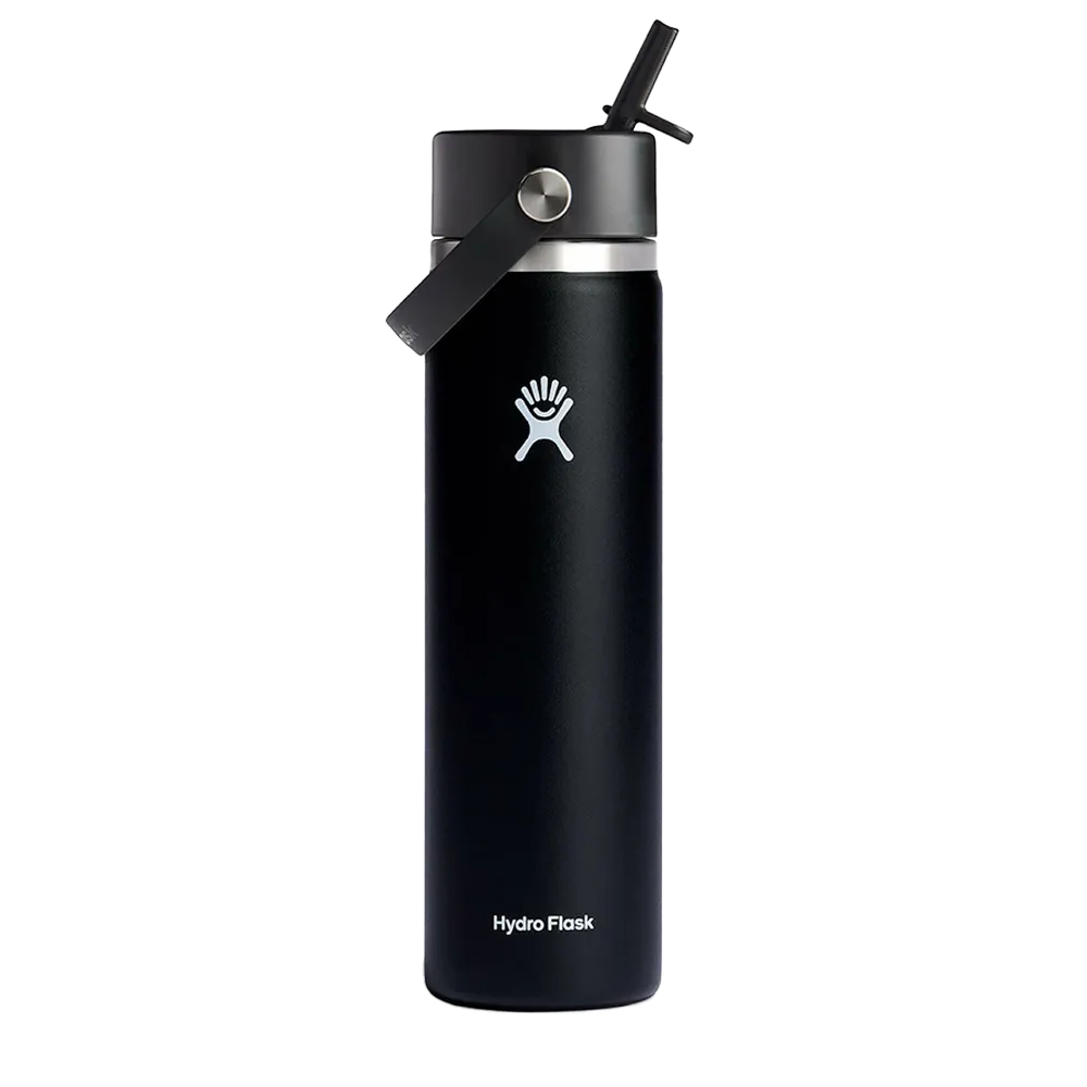 Hydro Flask Standard Mouth Bottle with Flex Straw Cap 24 oz Black 