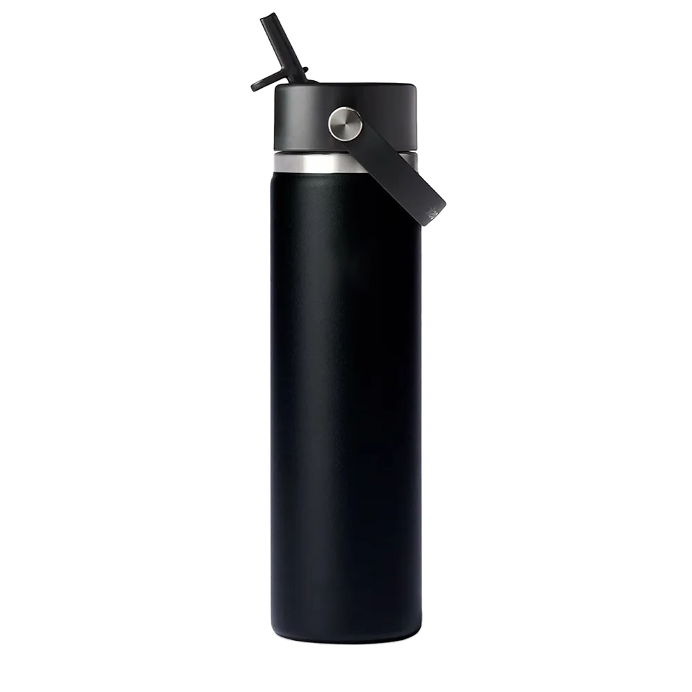 Hydro Flask Standard Mouth Bottle with Flex Straw Cap 24 oz Black 