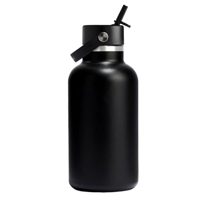 Hydro Flask Wide Mouth Water Bottle with Flex Straw Cap 64 oz Black 
