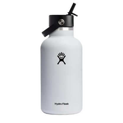 Hydro Flask Wide Mouth Water Bottle with Flex Straw Cap 64 oz White 
