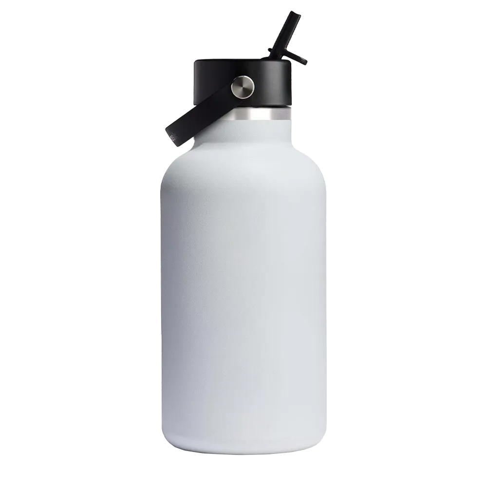 Hydro Flask Wide Mouth Water Bottle with Flex Straw Cap 64 oz White 