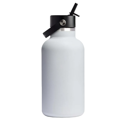 Hydro Flask Wide Mouth Water Bottle with Flex Straw Cap 64 oz White 