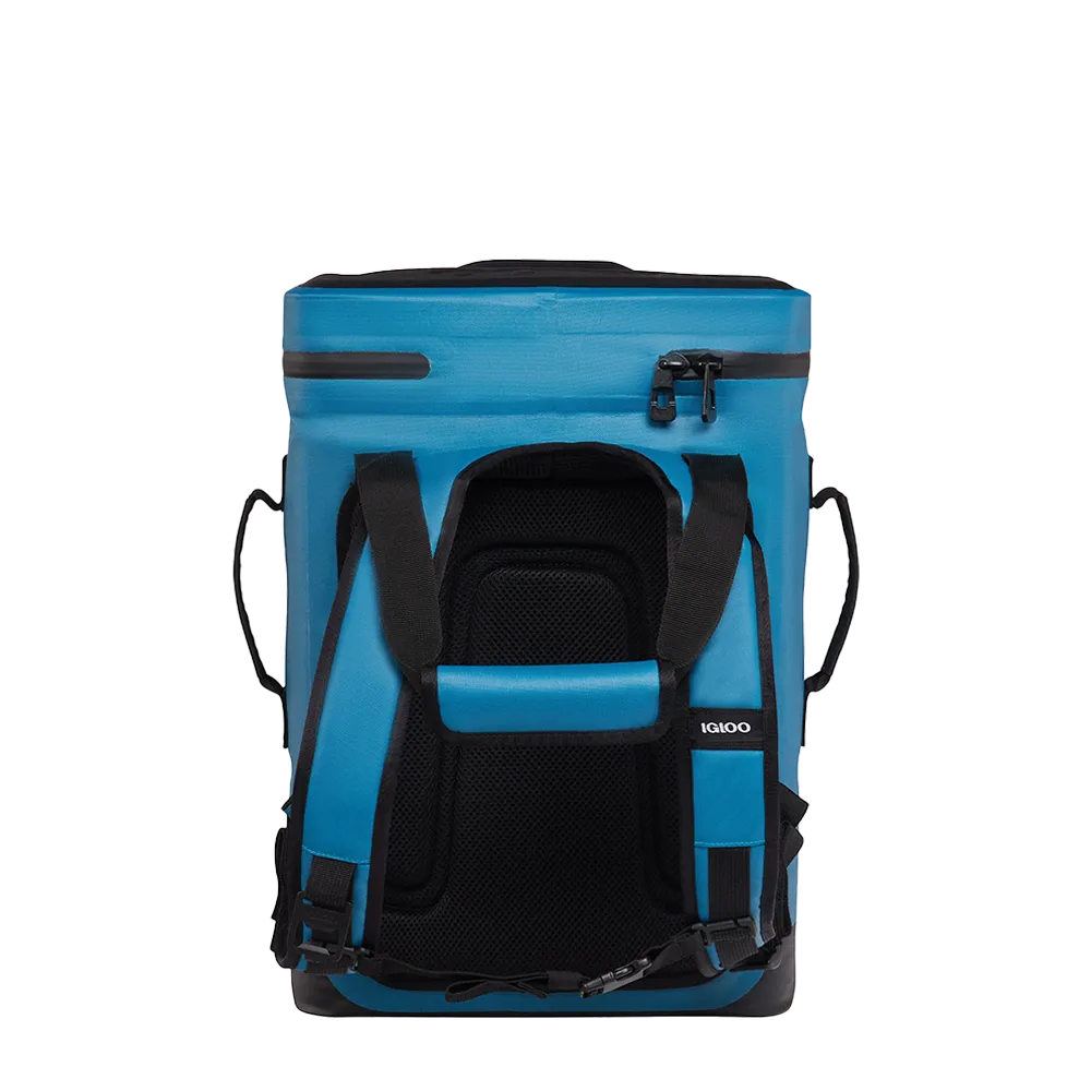 Customized Igloo 24 can Soft Cooler Backpack in Modern Blue Back View 