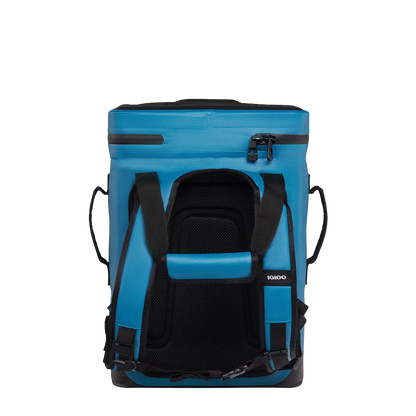 Customized Igloo 24 can Soft Cooler Backpack in Modern Blue Back View 