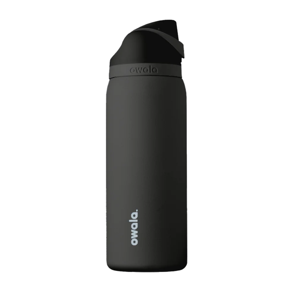 Back customization side of the Owala Freesip 32 oz in Very Very Dark 