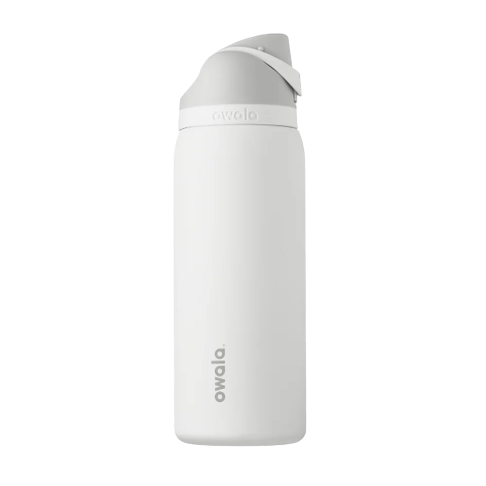 Back customization side of the Owala Freesip 32 oz in Shy Marshmallow 