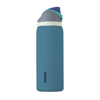 Back customization side of the Owala Freesip 32 oz in Denim 
