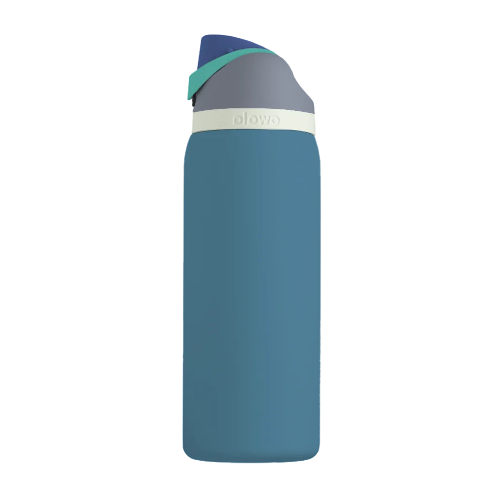 Front customization side of the Owala Freesip 32 oz in Denim 