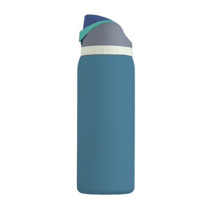 Front customization side of the Owala Freesip 32 oz in Denim 