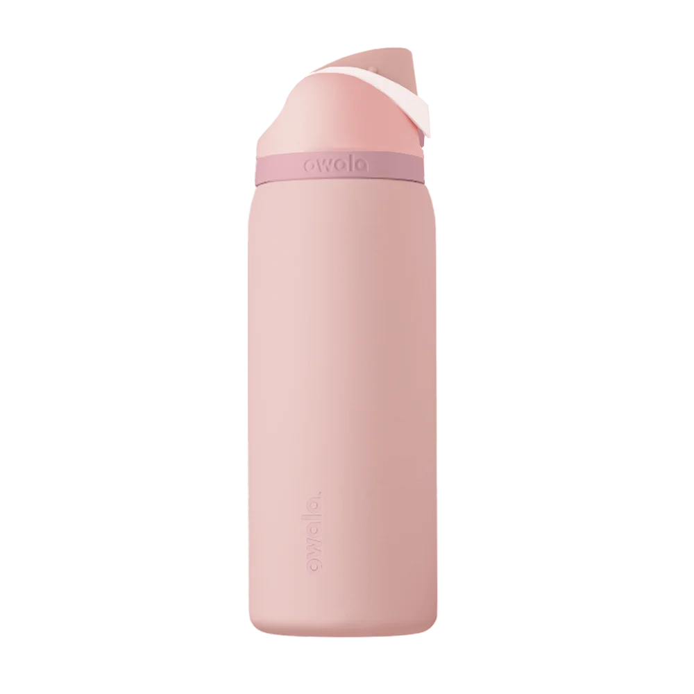 Back customization side of the Owala Freesip 32 oz in Rose Quartz 