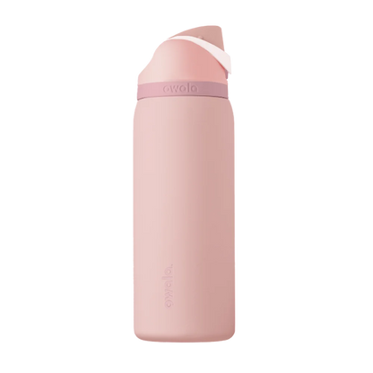 Back customization side of the Owala Freesip 32 oz in Rose Quartz 