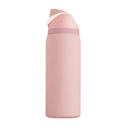 Front customization side of the Owala Freesip 32 oz in Rose Quartz 