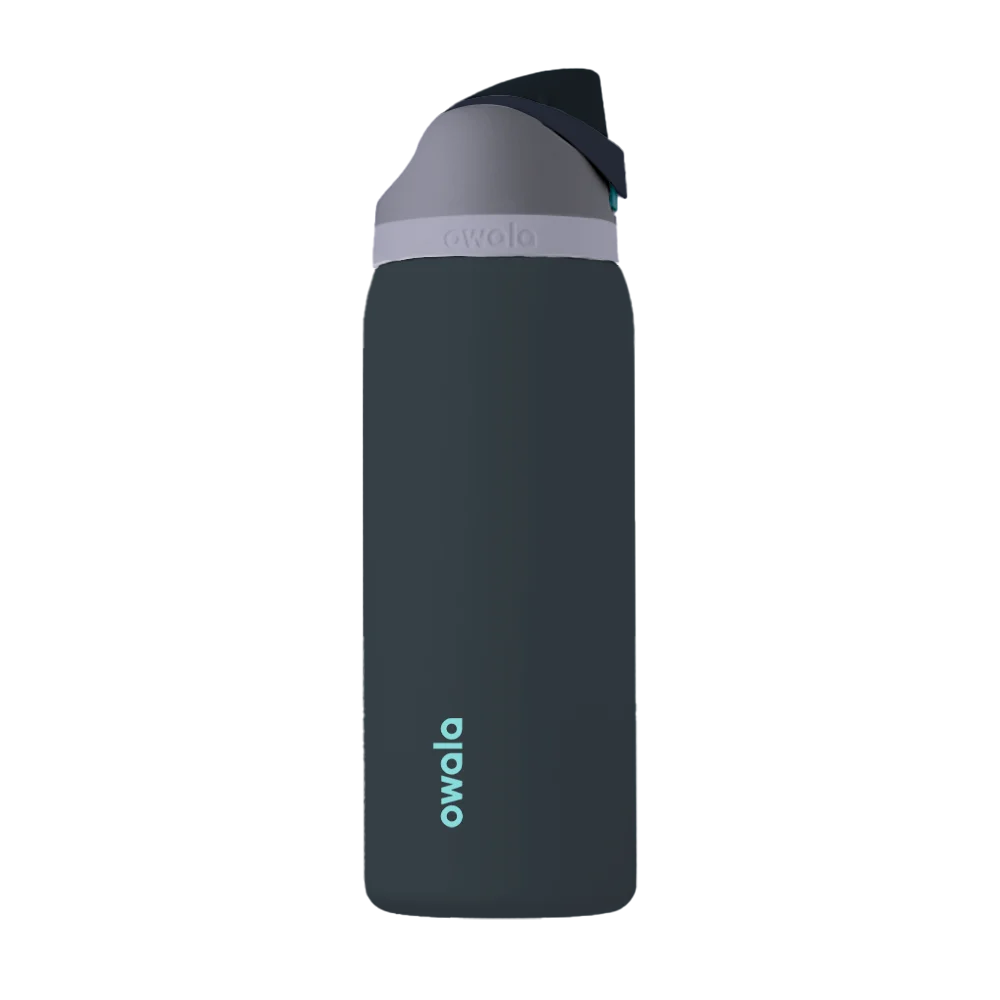 Back customization side of the Owala Freesip 32 oz in Foggy Tide 