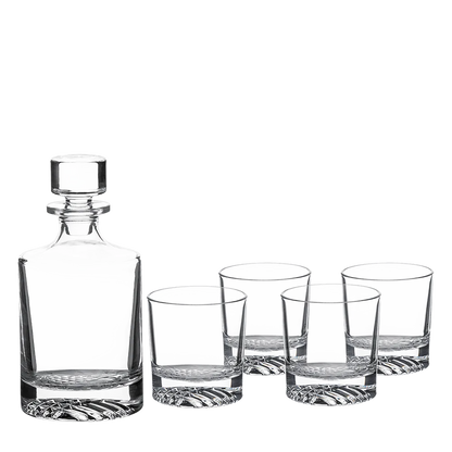 Polar Camel Glass Decanter Set with 4 Glasses 850ml and 9 oz Clear 
