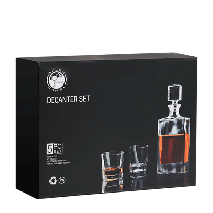 Polar Camel Glass Decanter Set with 4 Glasses 850ml and 9 oz Clear 