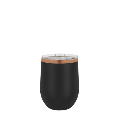 Polar Camel Ion Plated Stemless Wine Tumbler 12 oz Black and Rose Gold 