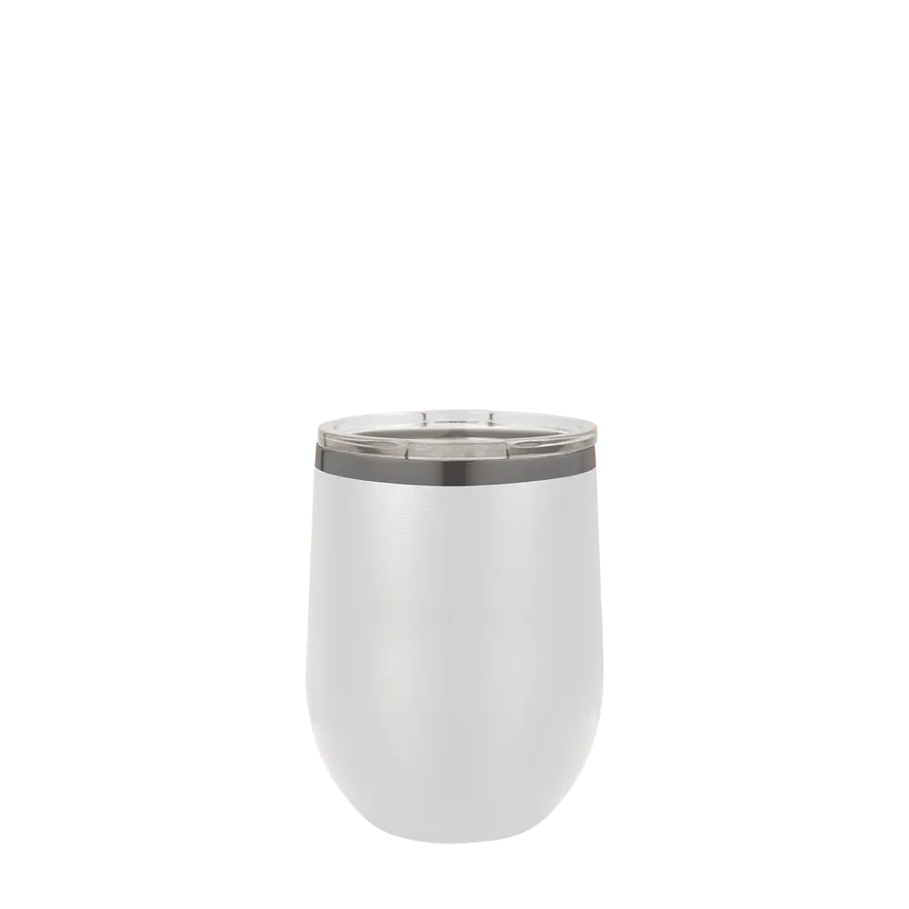 Polar Camel Ion Plated Stemless Wine Tumbler 12 oz White and Ghost Black 
