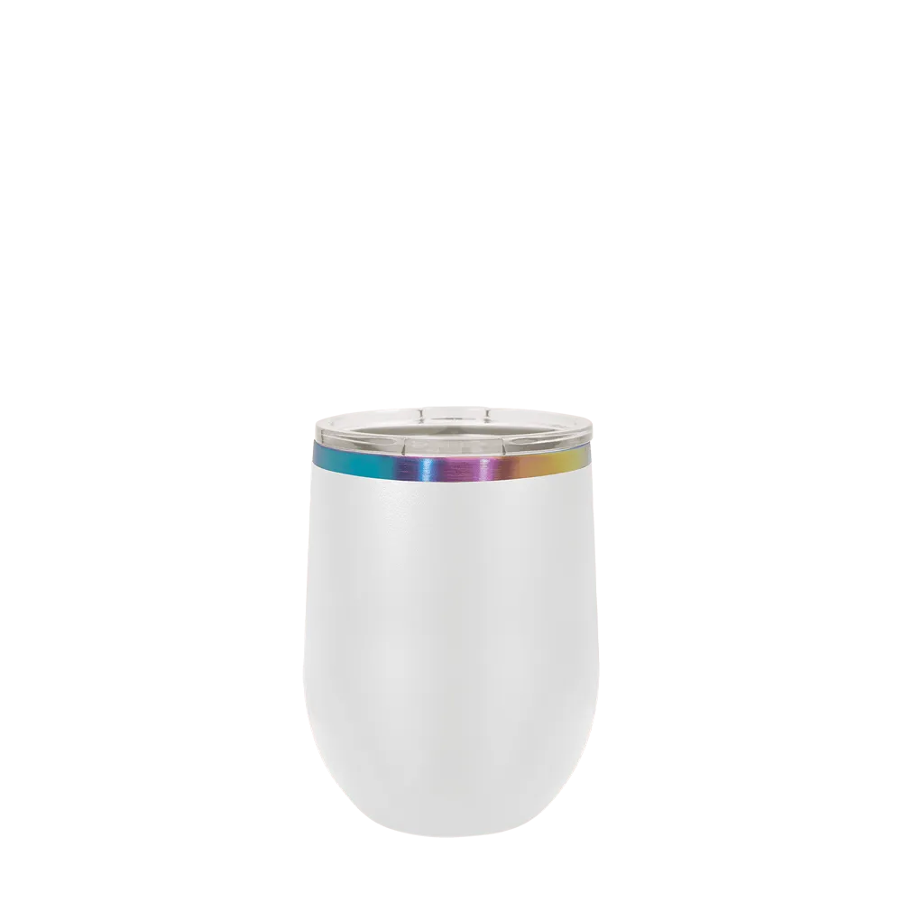 Polar Camel Ion Plated Stemless Wine Tumbler 12 oz White and Prism 