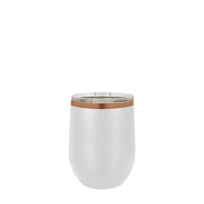 Polar Camel Ion Plated Stemless Wine Tumbler 12 oz White and Rose Gold 
