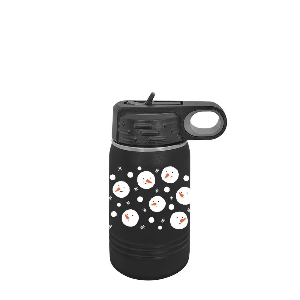 Polar Camel 12 oz Water Bottle with Winter Design Snow Heads 