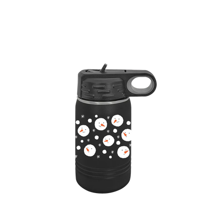 Polar Camel 12 oz Water Bottle with Winter Design Snow Heads 