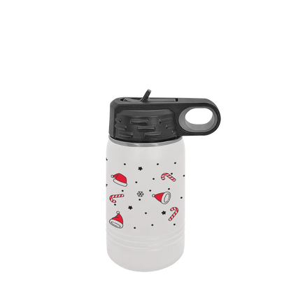 Polar Camel 12 oz Water Bottle with Winter Design Christmas Hats 
