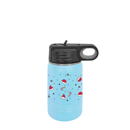Polar Camel 12 oz Water Bottle with Winter Design Christmas Hats
