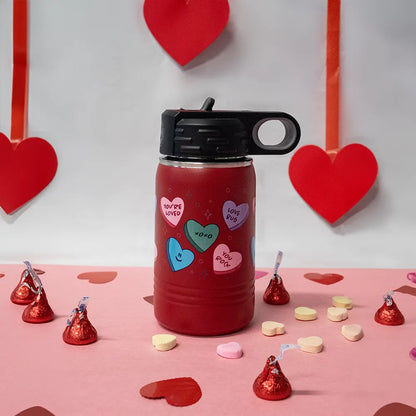 Candy Hearts Wrap Kids Bottle | 12 oz