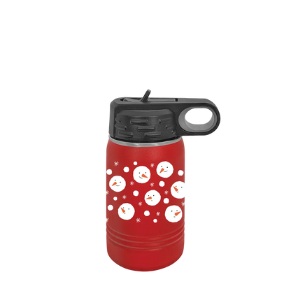 Polar Camel 12 oz Water Bottle with Winter Design Snow Heads 