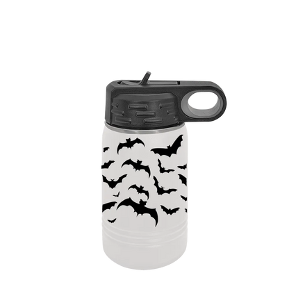 Polar Camel Kids Bottle with Halloween Bat Wrap in White 