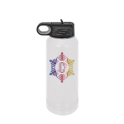 Polar Camel Ion Plated 32 oz Water Bottle with Winter Design Snowflake  