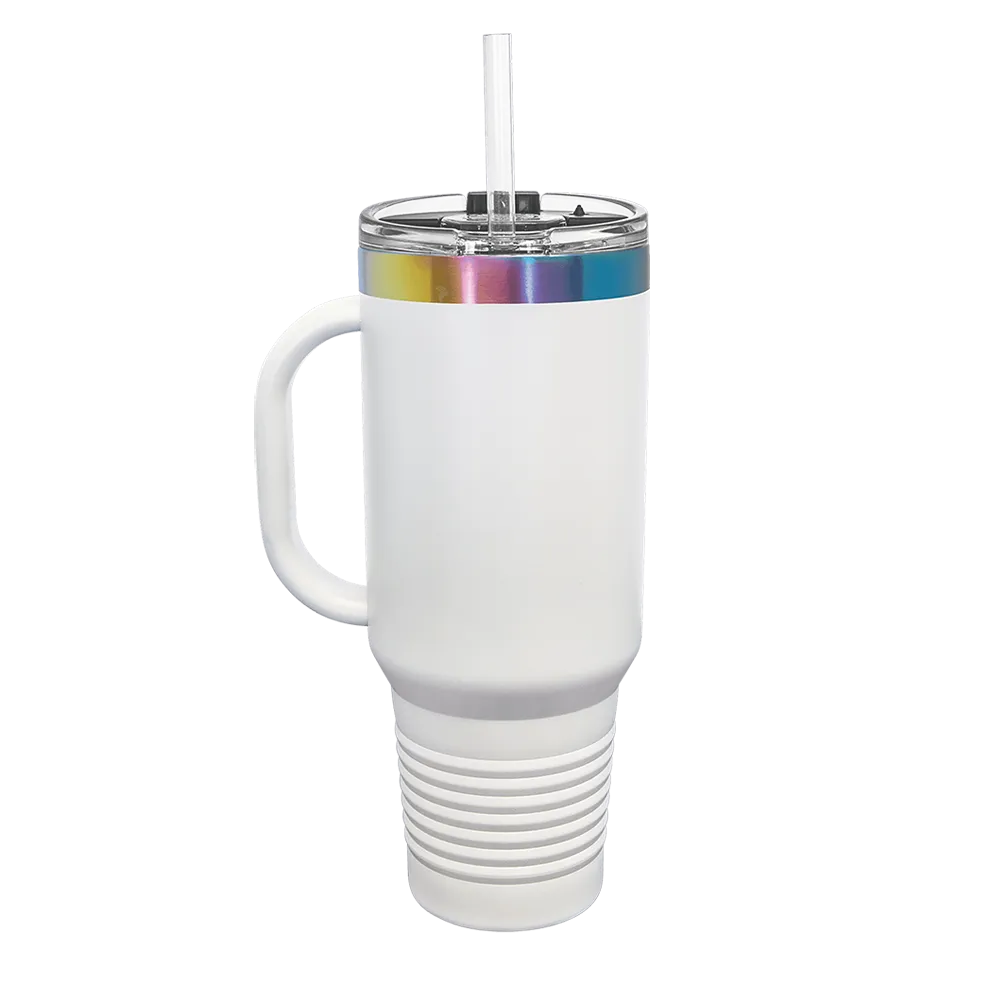 Polar Camel Ion Plated Straw lid Mug with Winter Design Snowflake Tumbler 