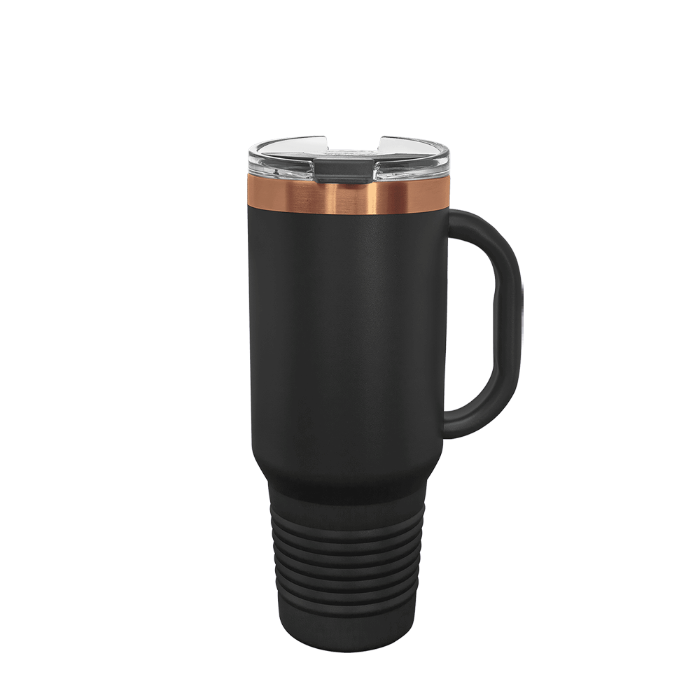 Polar Camel Ion Plated Straw Lid Mug 40 oz Black and Rose Gold 