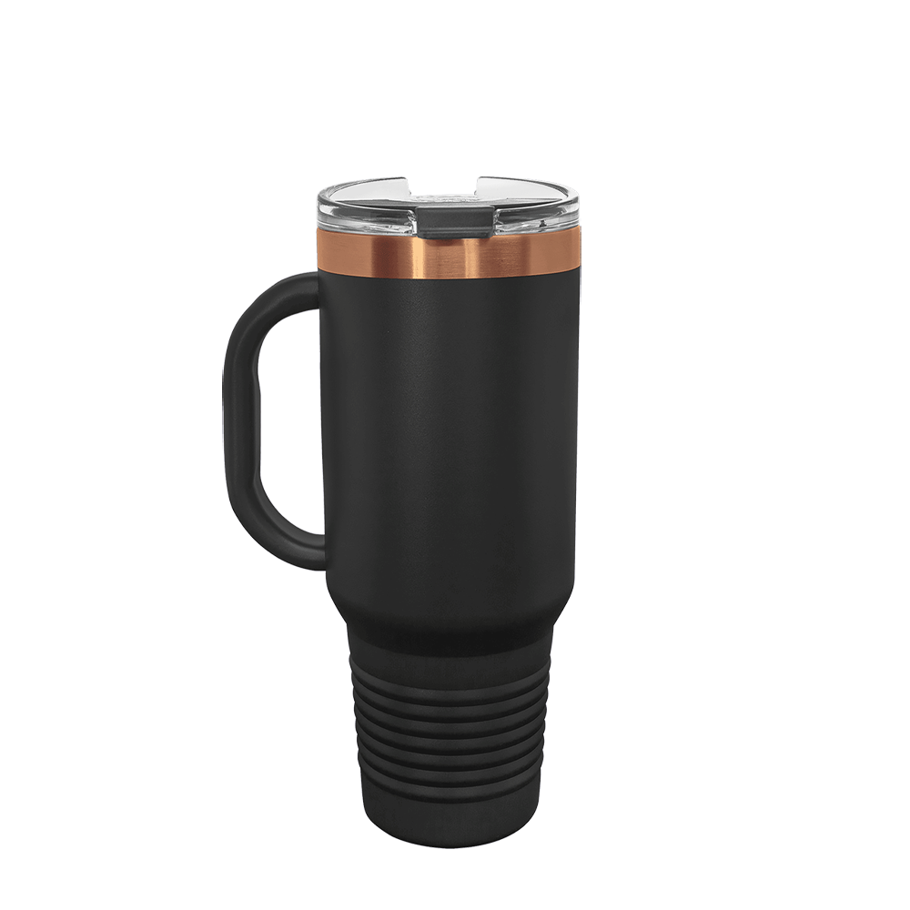 Polar Camel Ion Plated Straw Lid Mug 40 oz Black and Rose Gold 