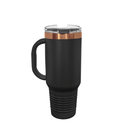 Polar Camel Ion Plated Straw Lid Mug 40 oz Black and Rose Gold 