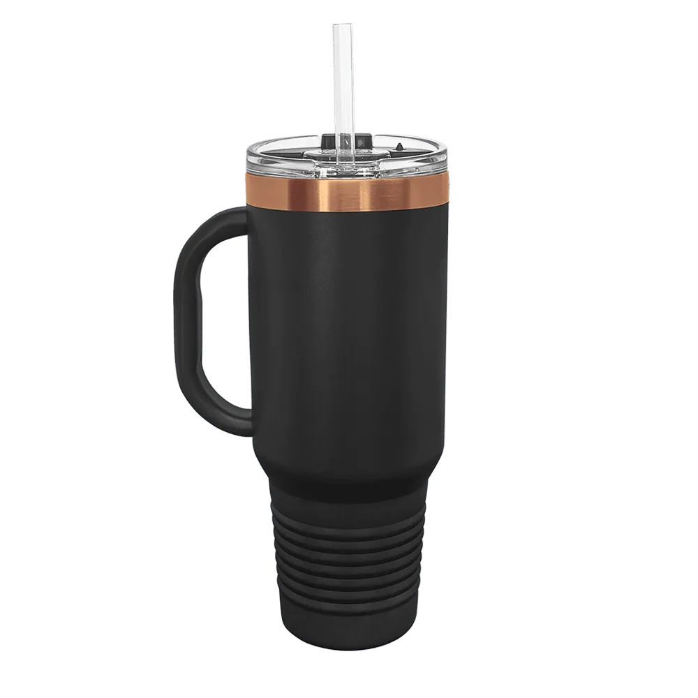 Polar Camel Ion Plated Straw Lid Mug 40 oz Black and Rose Gold 