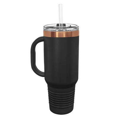 Polar Camel Ion Plated Straw Lid Mug 40 oz Black and Rose Gold 