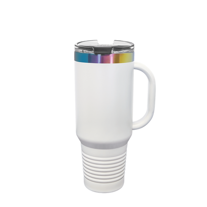 Polar Camel Ion Plated Straw Lid Mug 40 oz White and Prism 