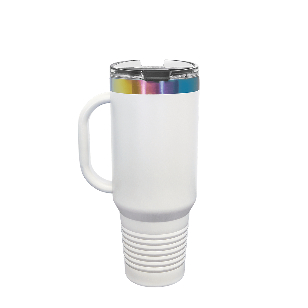 Polar Camel Ion Plated Straw Lid Mug 40 oz White and Prism 