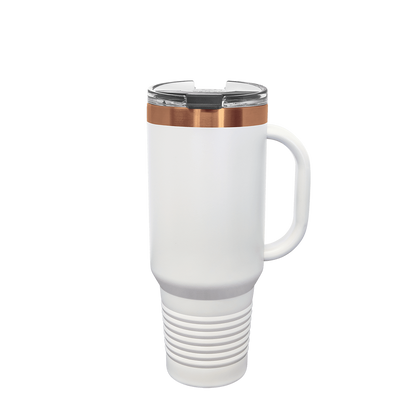 Polar Camel Ion Plated Straw Lid Mug 40 oz White and Rose Gold 