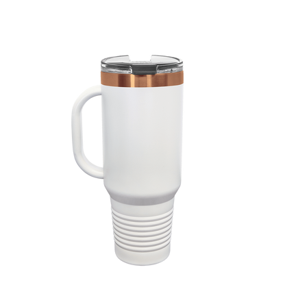 Polar Camel Ion Plated Straw Lid Mug 40 oz White and Rose Gold 