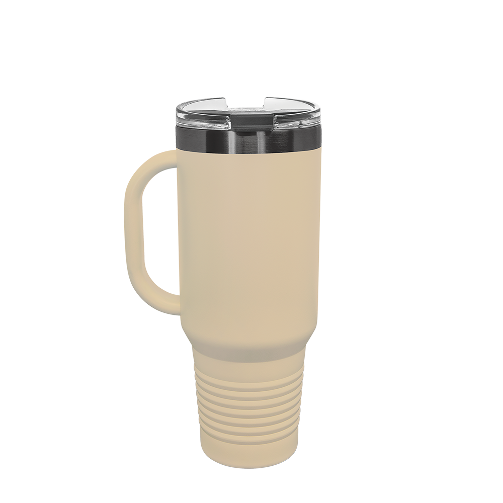 Polar Camel Ion Plated Straw Lid Mug 40 oz Warm Sand and Ghost Black 