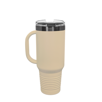 Polar Camel Ion Plated Straw Lid Mug 40 oz Warm Sand and Ghost Black 