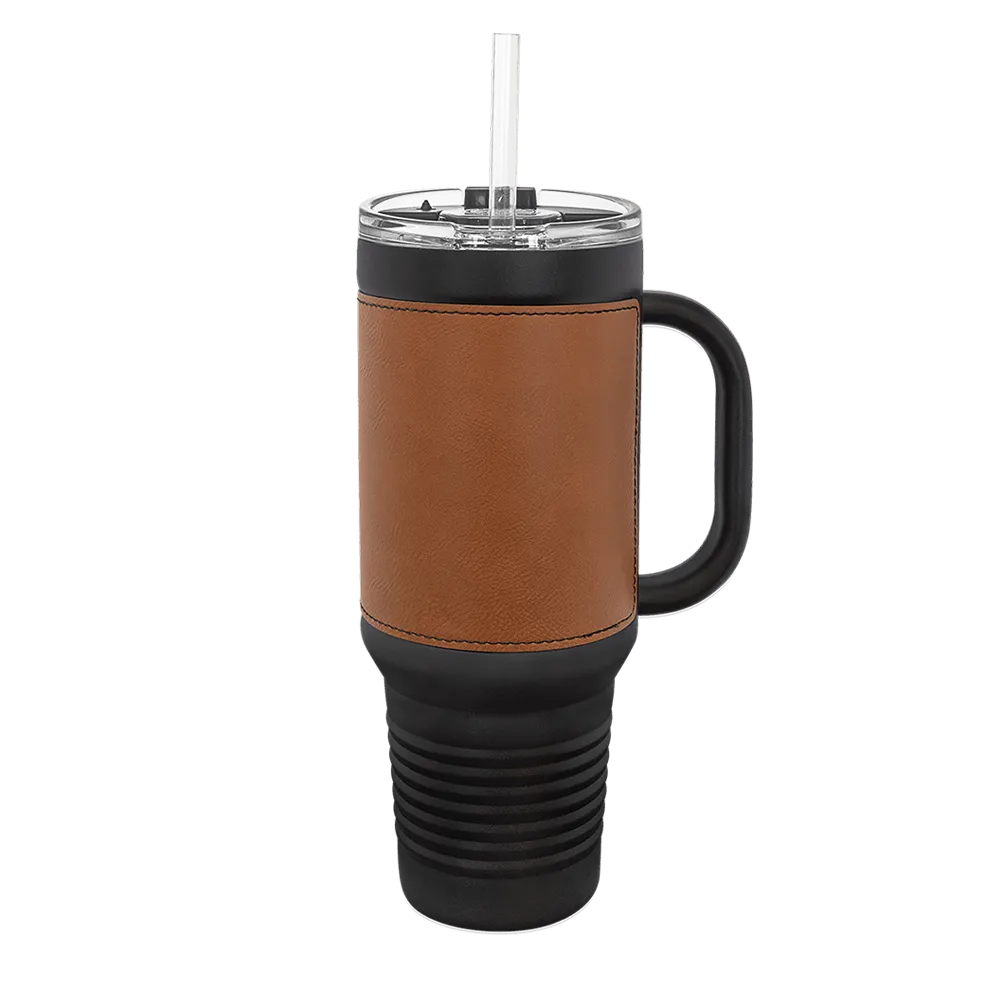 Polar Camel 40 oz Leatherette Straw Mug 