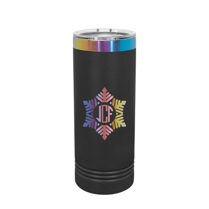 Polar Camel Ion Plated 22 oz Skinny Tumbler with Winter Design Snowflake 