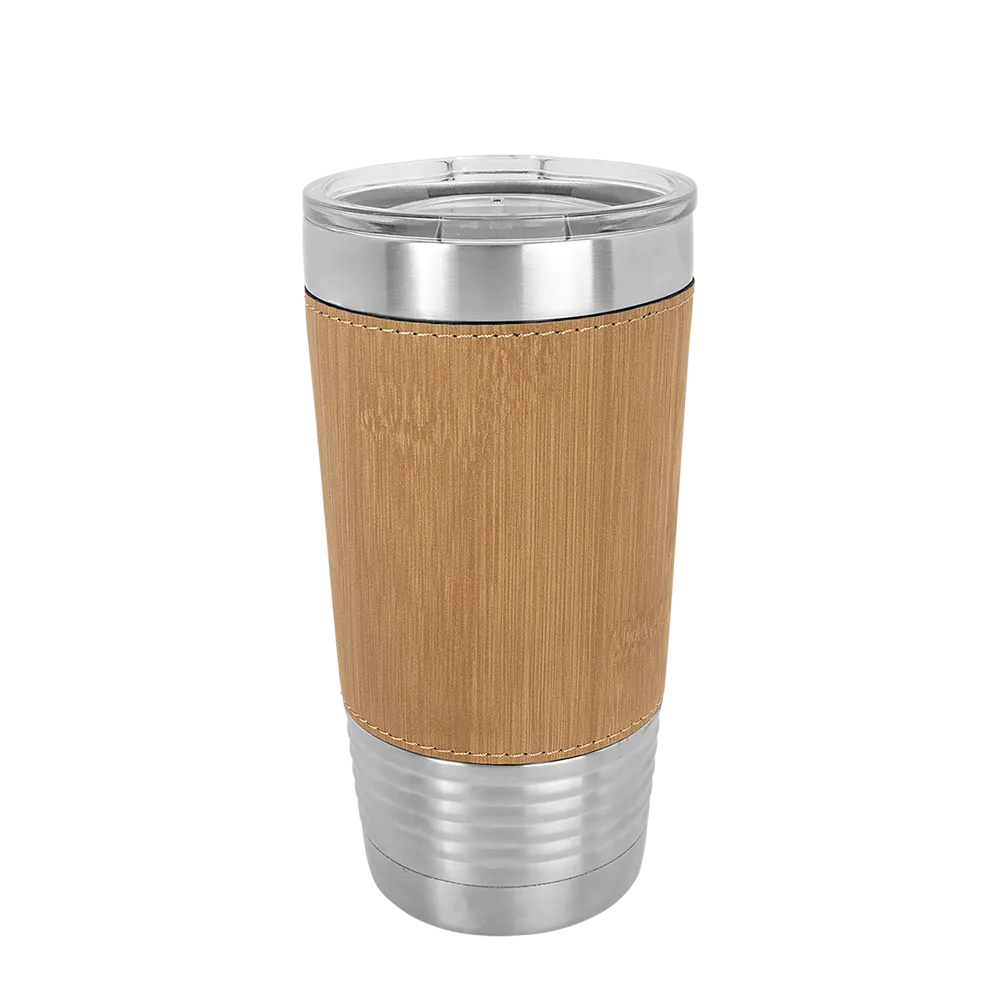 Polar Camel Leatherette Tumbler 20 oz Stainless Steel Bamboo 