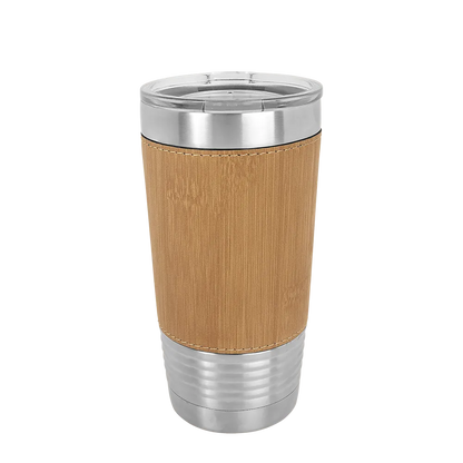 Polar Camel Leatherette Tumbler 20 oz Stainless Steel Bamboo 