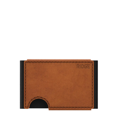 Front customization side of the The Ridge Biflex Wallet in Tobacco 