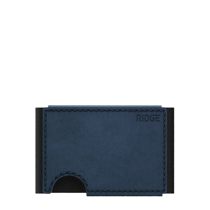Front customization side of the The Ridge Biflex Wallet in Cobalt 
