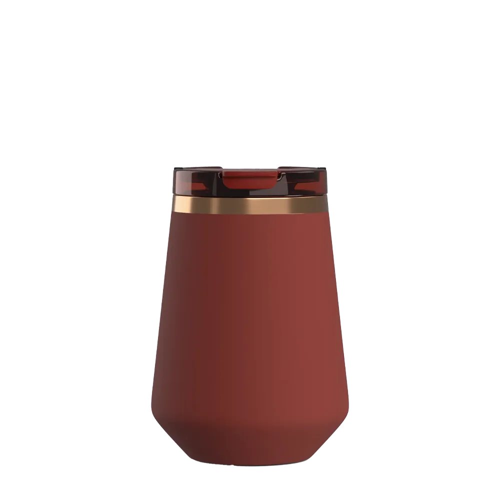 Front customization side of the RTIC Happy Hour Wine Tumbler 12 oz in Black Cherry 